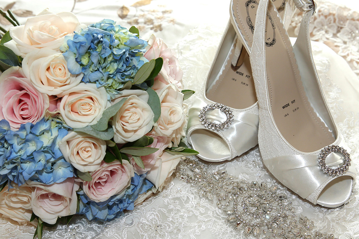 Wedding Shoes and bouquet